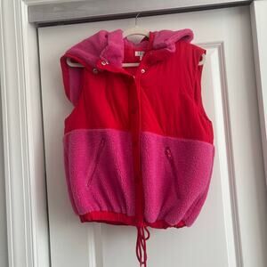 TCEC Women’s Pink Red Hooded Fleece Vest Sz L